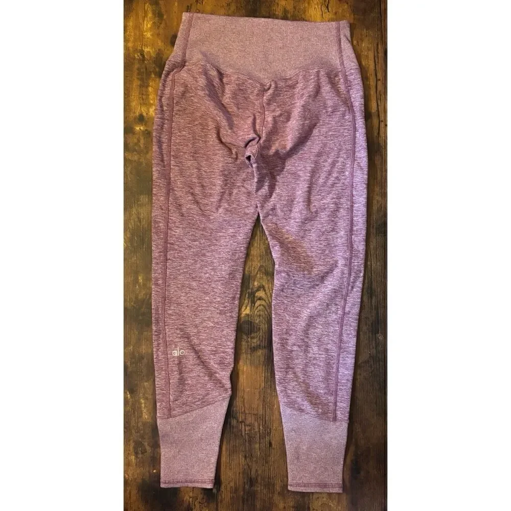 Alo Yoga High Waist Lounge Crop Leggings Gym Pink Heather Size S